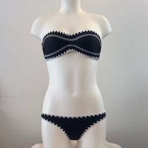 Black and White Strapless Bikini